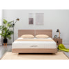 view of the lazycat memory foam medium firm mattress in cream colour inside a bedroom