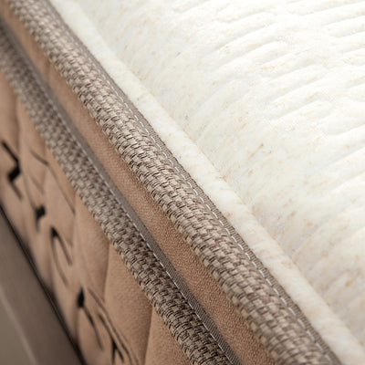 closer view of the fabric and stitching quality of the lazycat mattress